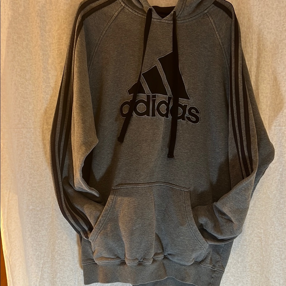 Adidas Gray and Black Sweatshirt Hoodie